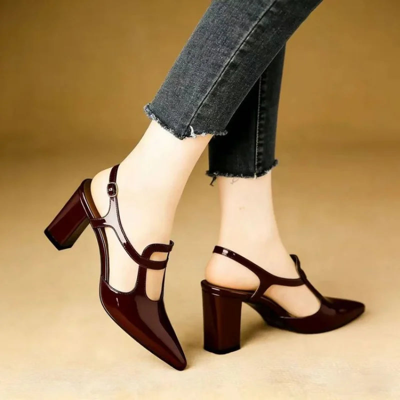 Pumps Pointed Toe High Heels Slingback Mary Janes Elegant Shoes