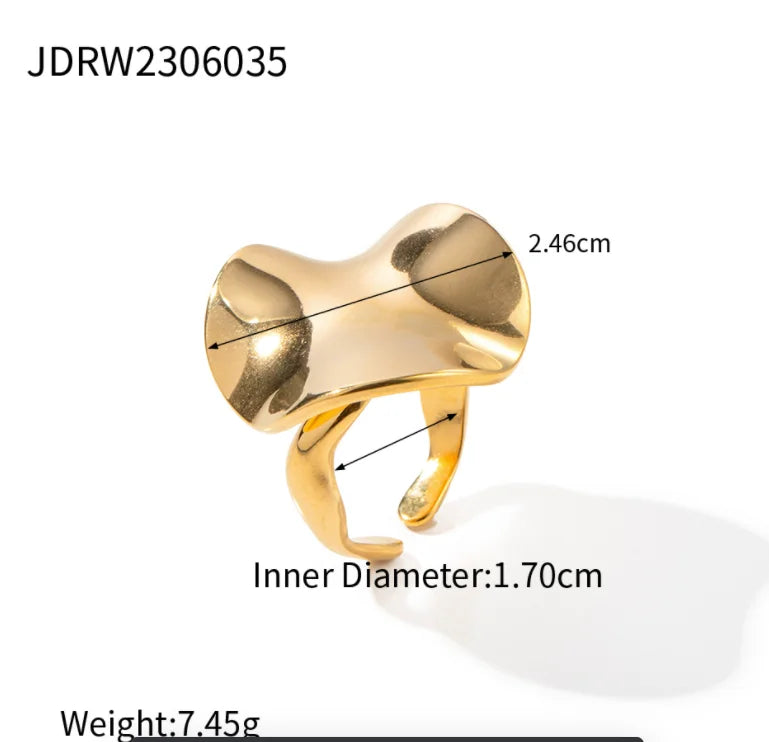 Gold Color Stainless Steel Delicate Flower Rings