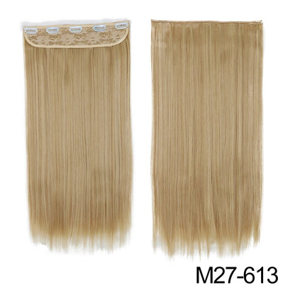 Synthetic Long Straight Clip In One Piece Hair Extension 5 Clips Fake Hair