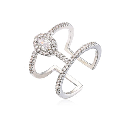 Gold Geometric Copper AAA+ Cubic Zirconia Ring