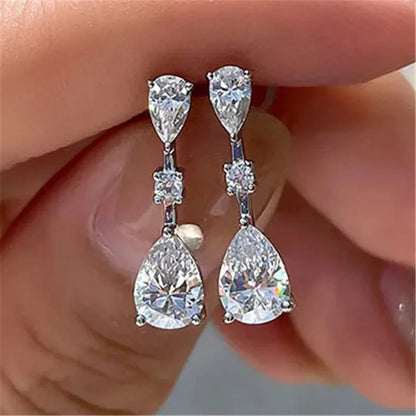 925 Sterling Silver Cubic Zirconia Drop Earrings