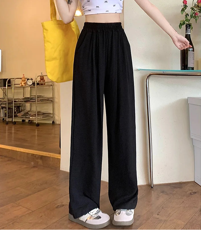 Colorful Ice Silk Baggy Straight Leg Pants