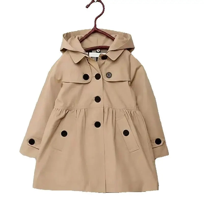 Korean spring and autumn cardigan long casual hooded jacket 2-12Y