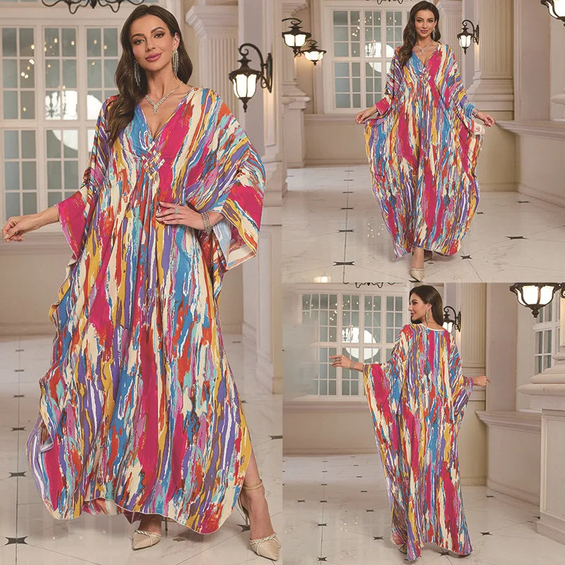 Kaftan Wave Neck Swimsuit Cover Up Caftan Dress
