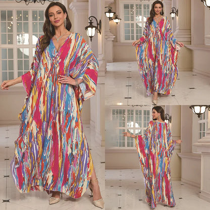 Kaftan Wave Neck Swimsuit Cover Up Caftan Dress