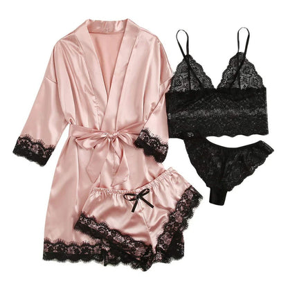 Faux Silk Satin Pajama Set