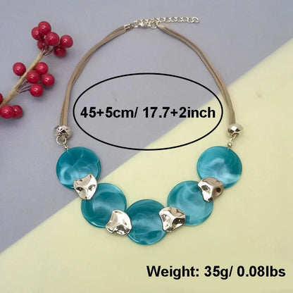 Bohemian Statement Acrylic Circular Pendants Necklace