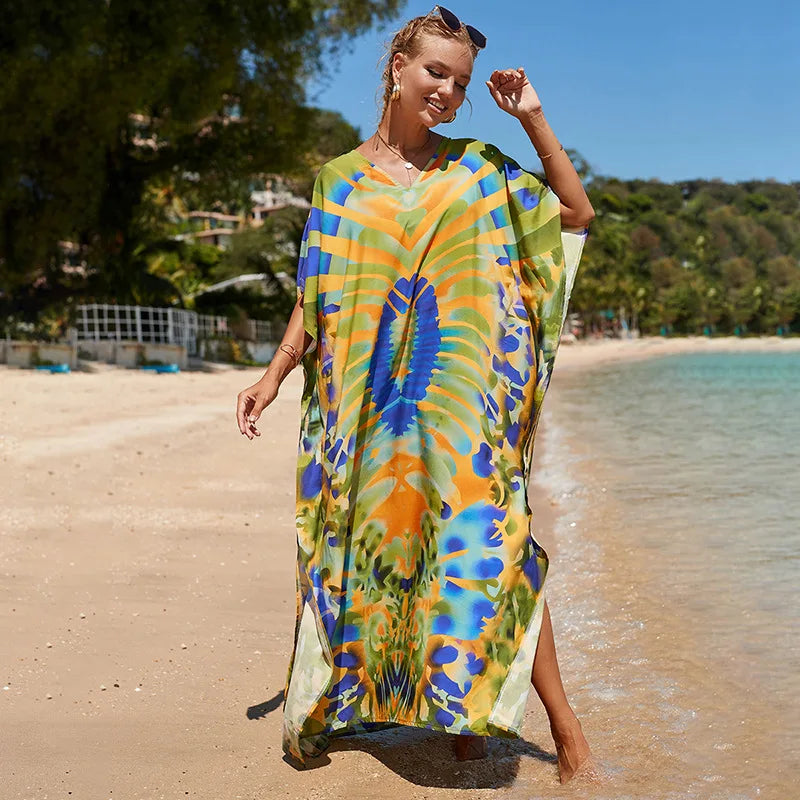 Swimsuit Kaftans Beach Cover Ups Colorful Outfits Dress