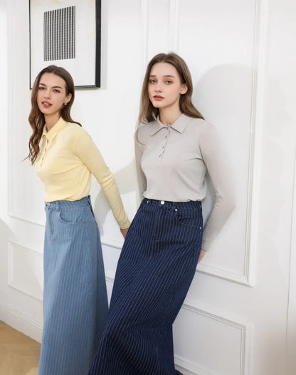 falda vaquera de rayas diplomáticas