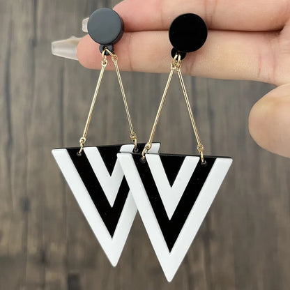 Triangle Long Dangle Geometric Earrings
