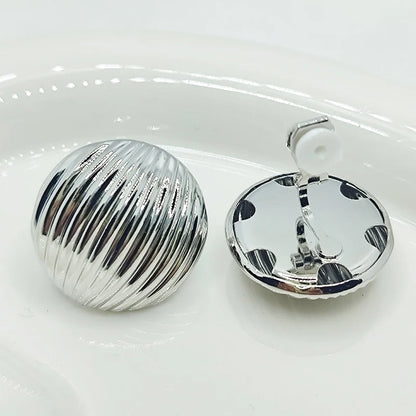 Vintage Geometric Striped Oval Clip on Earrings