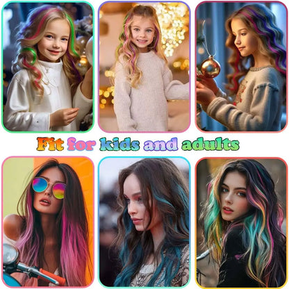 12PCS/Pack Colored Party Highlights Clip-in Hair Extensions