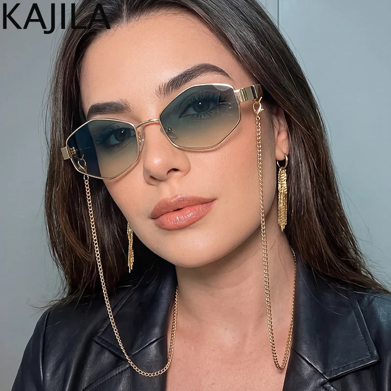 نظارة شمسية سداسية بإطار صغير وجذاب