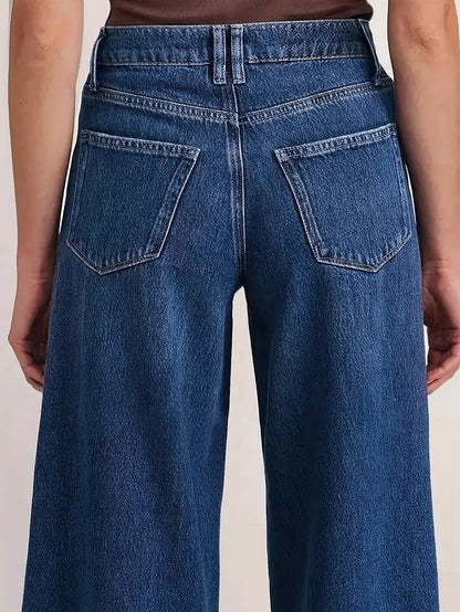 Deep Blue Wide Leg Stylish Denim Jeans