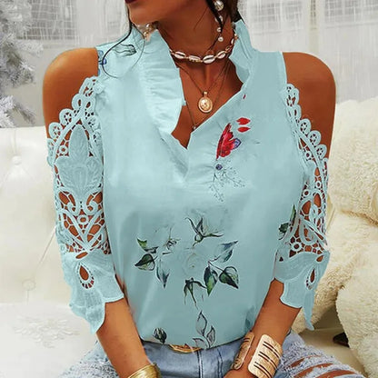 Sexy Flower Elegant Short Sleeve Shirt