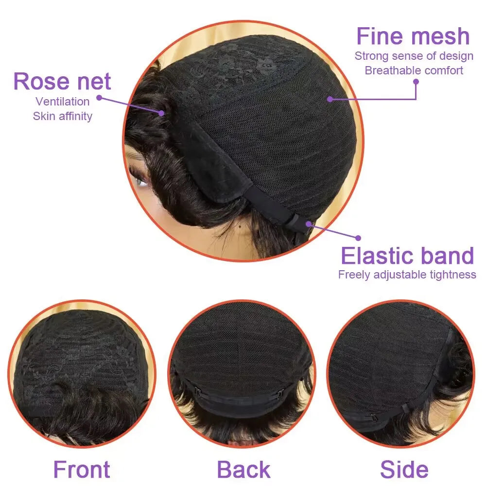 Straight Pixie Cut Bob Human Hair Wigs