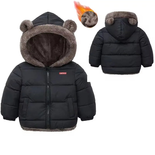 Thick Jackets Winter Padded Fleece Warm Hooded Cotton Cashmere Snowsuit