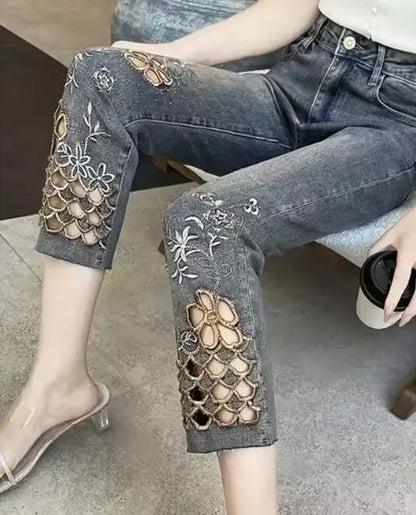 Korean Style Straight Leg Slimming High Waist Jeans Jeans