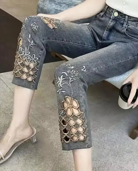 Korean Style Straight Leg Slimming High Waist Jeans Jeans