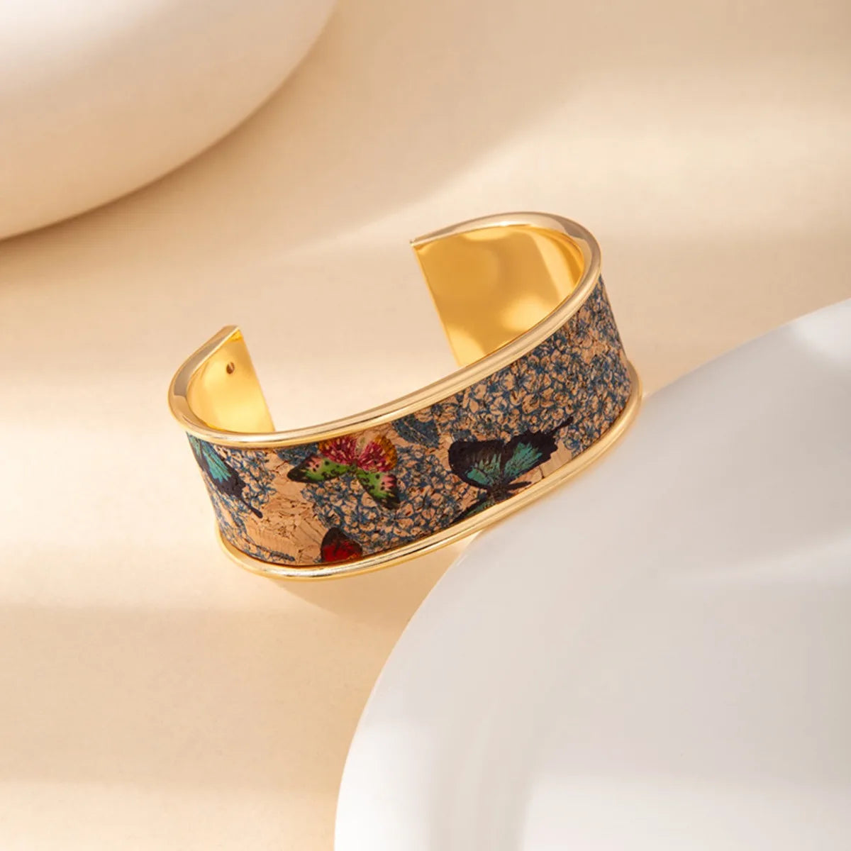 Graffiti Art Adjustable Bangle Gold Stainless Steel Bracelet