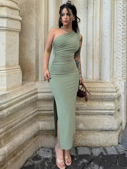 Sexy Split Sleeveless Backless Slim Maxi Dress