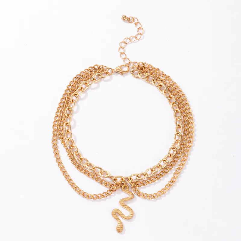 Bohemia Gold Snake Ankle Bracelet Set