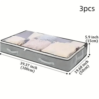 1pc/2pcs/3pcs Dustproof Under Bed Storage Box