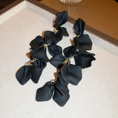 Flower Drop Long Tassel Pendant Earrings