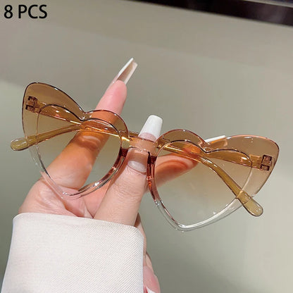 8 Pcs Per Set Cute Heart Shaped Sunglasses