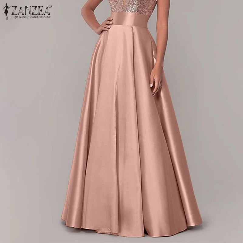 Satin Silk Black Maxi Long Skirts