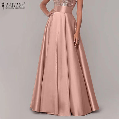 Satin Silk Black Maxi Long Skirts