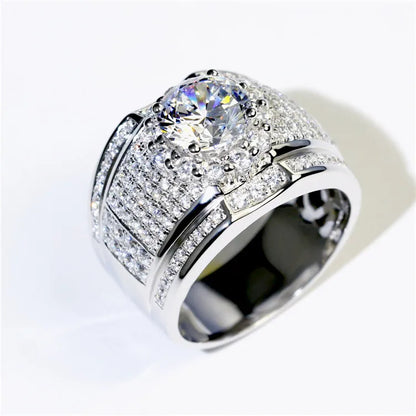 Luxury Full Crystal Big Stone AAAAA Cubic Zirconia 925 Sterling Silver Rings