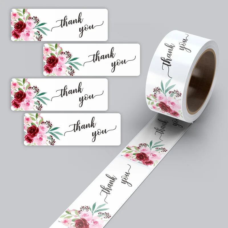 120pcs/Roll Rectangular Thank You Stickers Gift Sealing Stickers