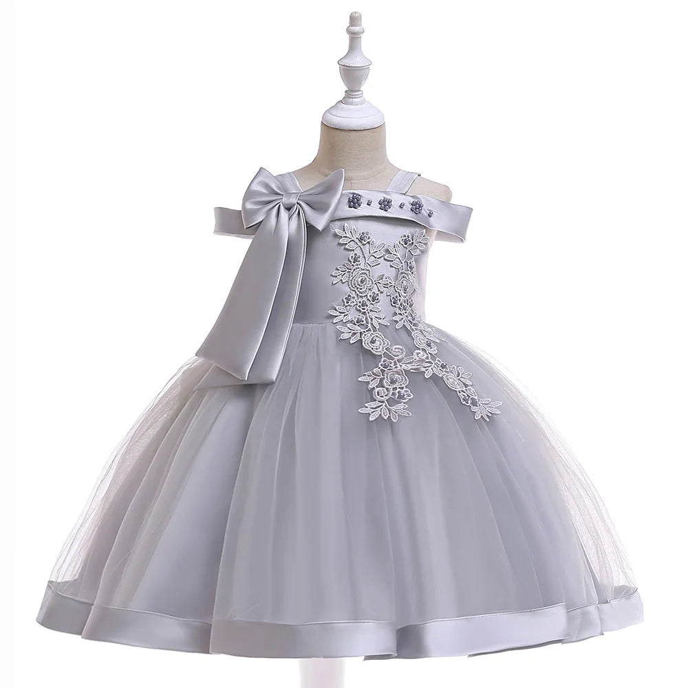 3-10 Years Flower Elegant Wedding Dress