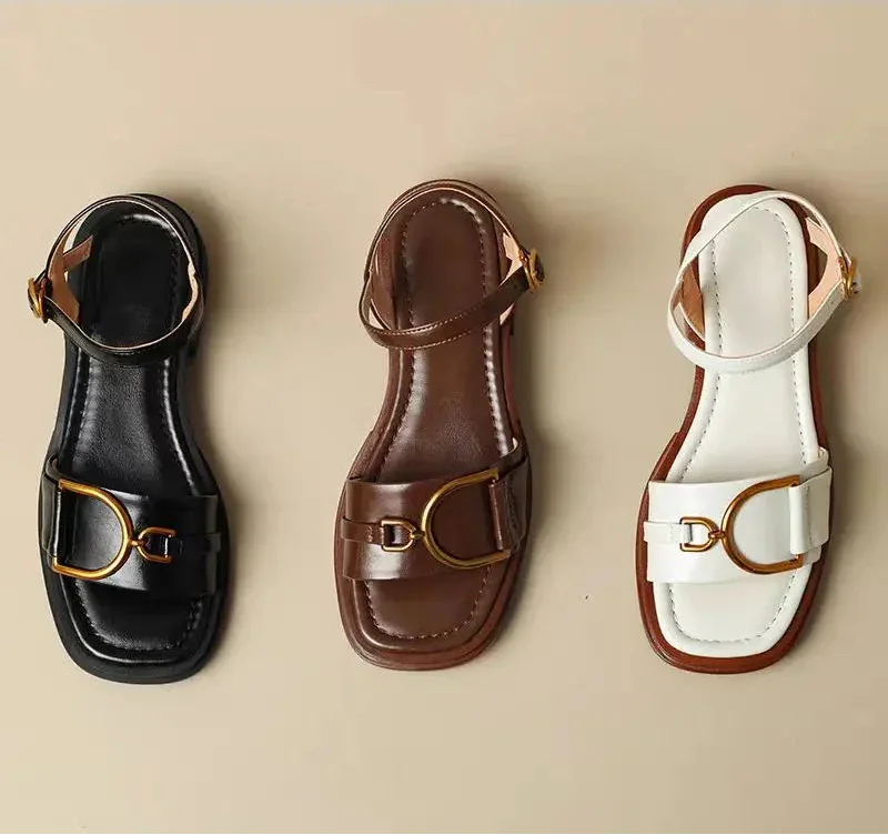 Thin Open-toed Buckle Low-heeled Sandal