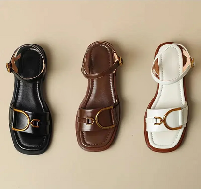Thin Open-toed Buckle Low-heeled Sandal