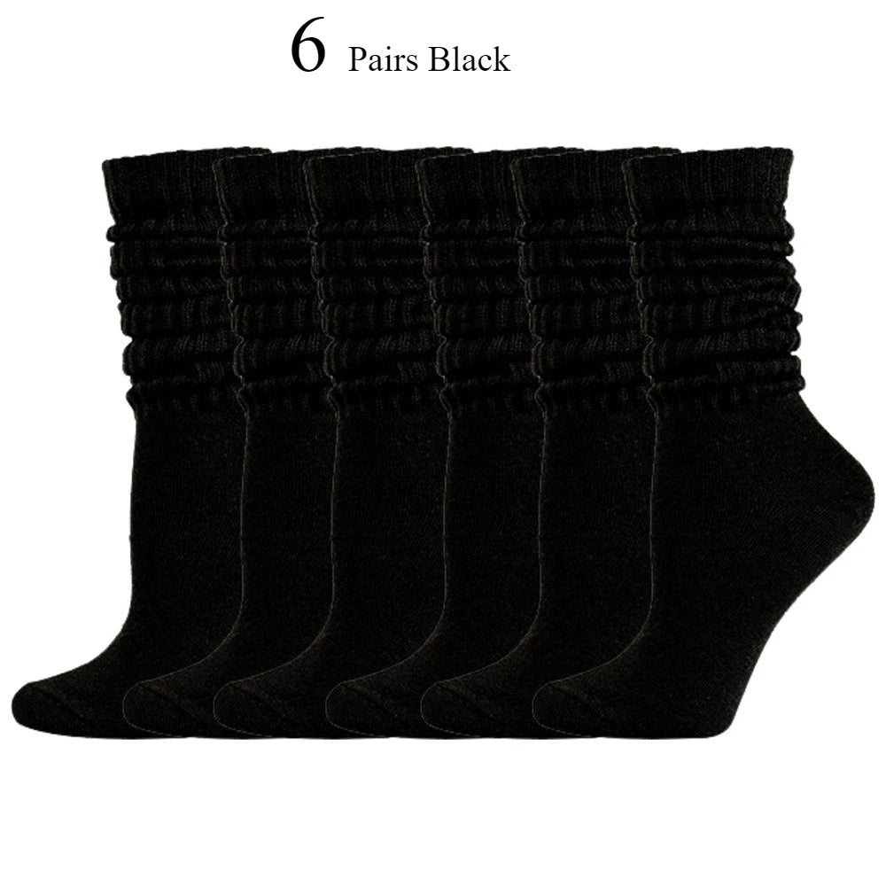 6 Pairs  Mid-Calf Warm Comfortable Casual Stacked Knitted Socks