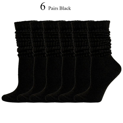 6 Pairs  Mid-Calf Warm Comfortable Casual Stacked Knitted Socks