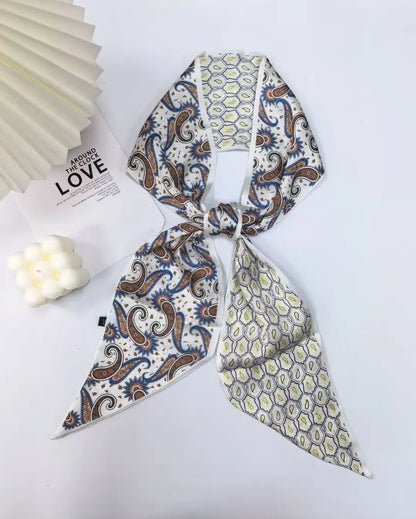 Luxury Long Silk Scarf Animal Horse Print Thin Narrow Scarf Shawl