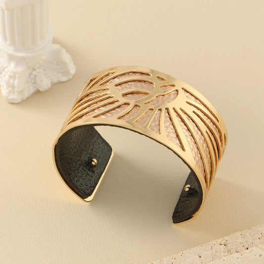1 set of C-shaped stainless steel gold-plated silver hypoallergenic bracelet