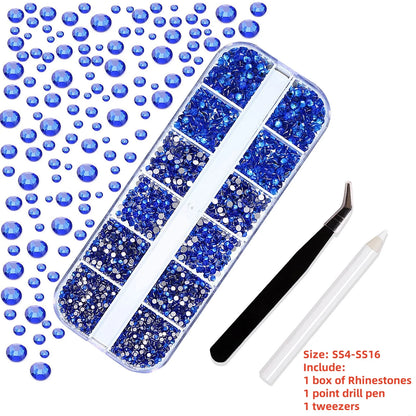 12Gird 3D Glass AB Crystal Nail Art Rhinestones Kit