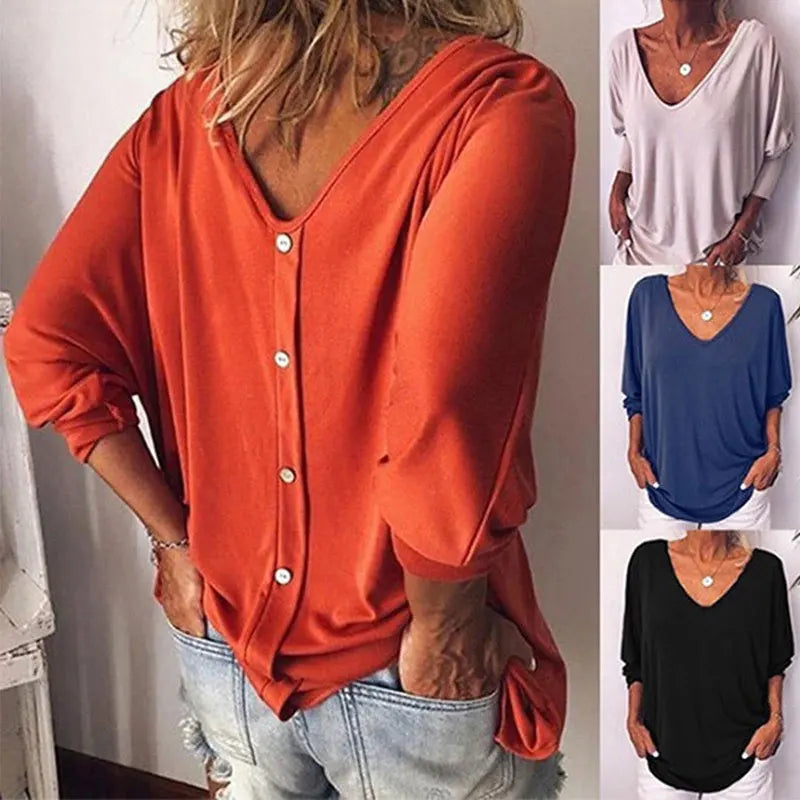 Plus Size Loose Three-Quarter Sleeve Shirt