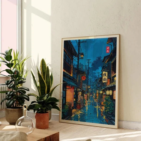 Japanese Tokyo Teahouse Cartoon Canvas Print