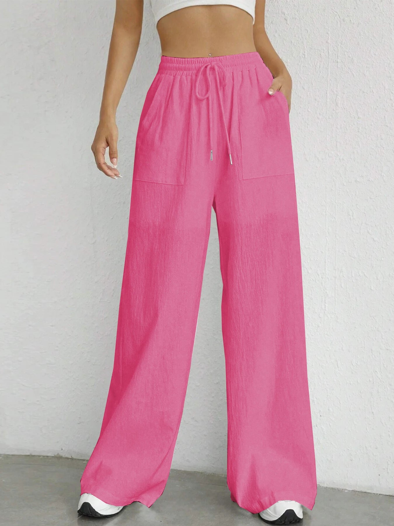 Drawstring Wide Leg Pants