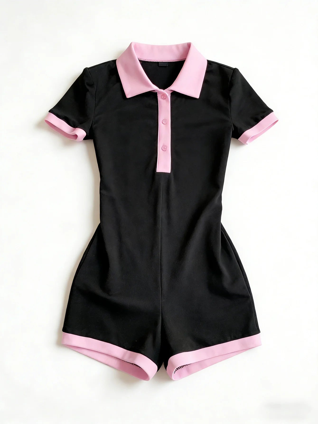 Slim-fitting short-sleeved one-piece pants