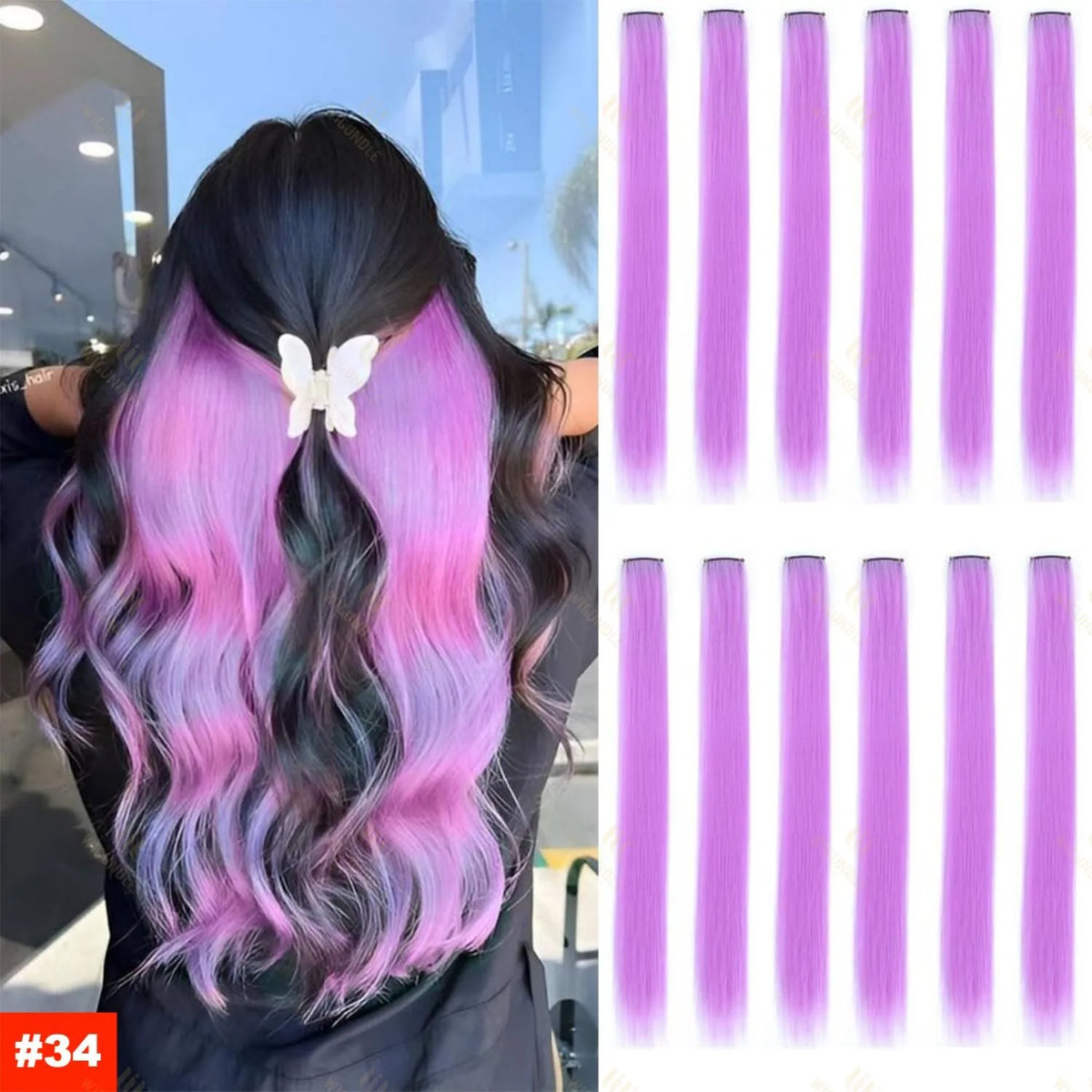 Colored Highlight 22 Inch Synthetic Hair Extensions Rainbow Long Straight Hairpieces