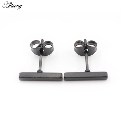 Bar Ball Geometric Long Square Ear Stud Earring