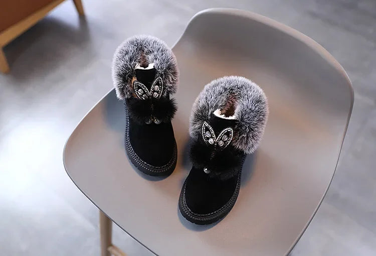 Winter Princess Snow Leather Soft Bottom Kids Boots