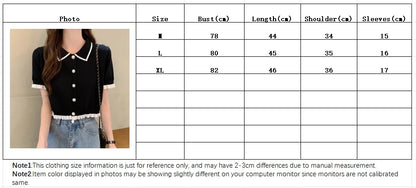 Korean Knitted Turn Down Collar Blouse
