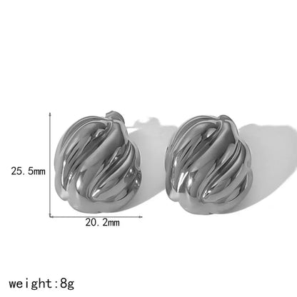 18k Gold Plated Wave Texture Stud Non Tarnish Waterproof Chunky Geometric Square Earrings